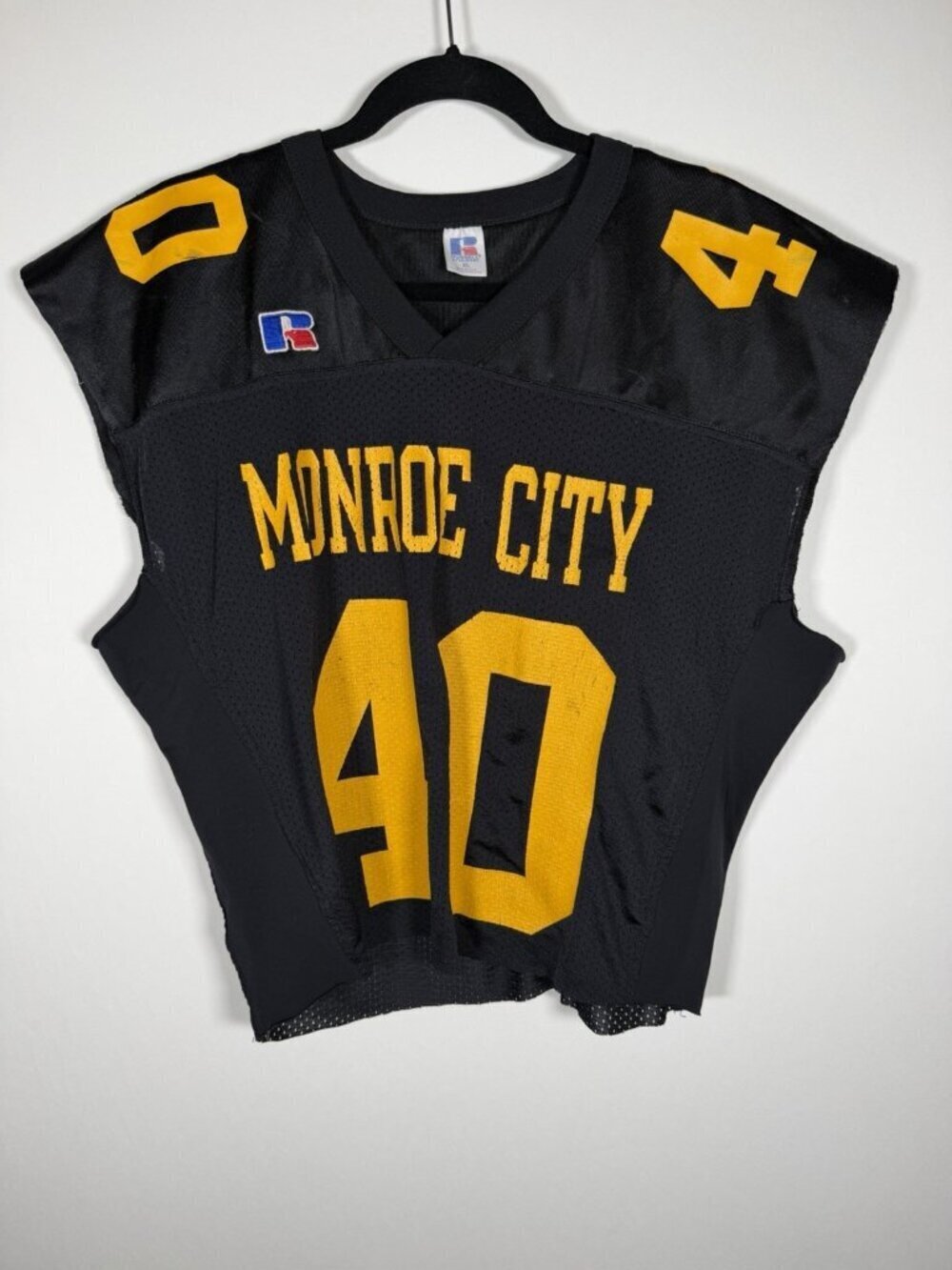 Vintage 90s Russell Athletic Monroe City reworked football jersey blokette XL